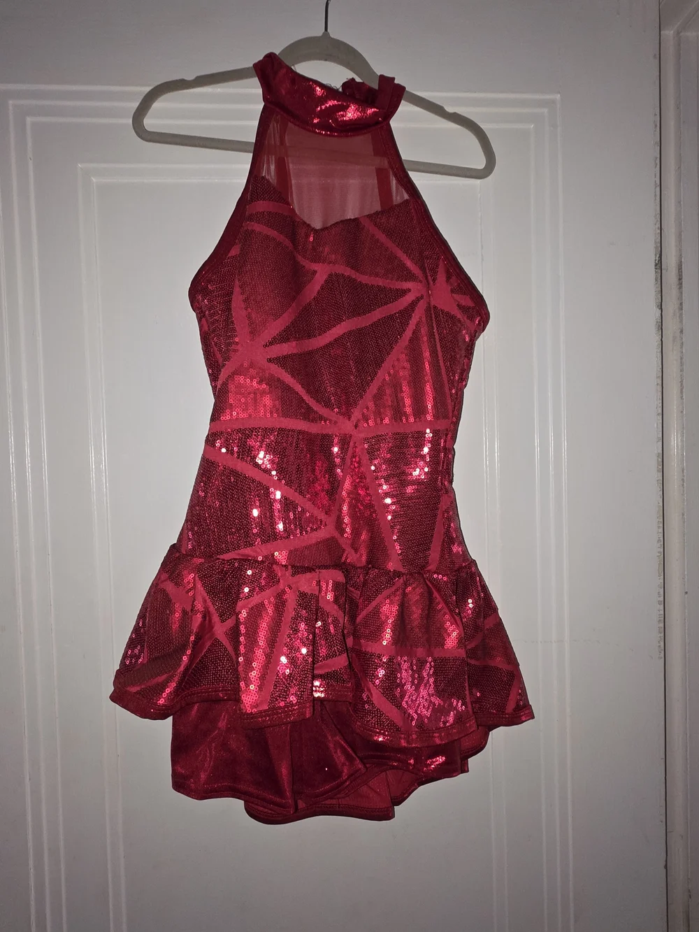 Tween Sequin Halter Dance Dress - Red